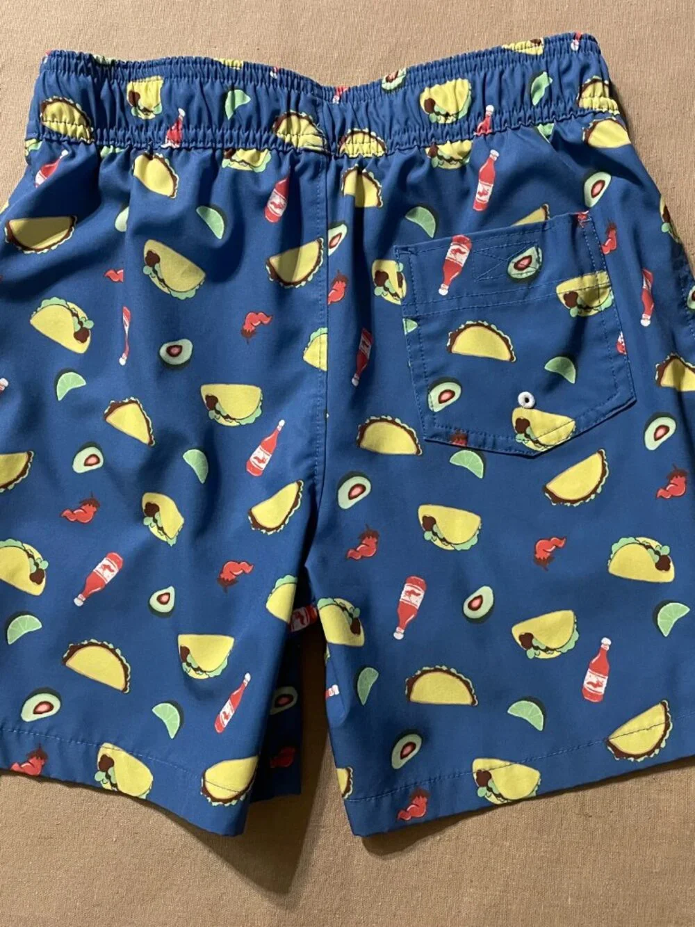 Abercrombie Fitch Boys Swim Trunks Size 9/10 Blue Taco Novelty Whimsical Beach